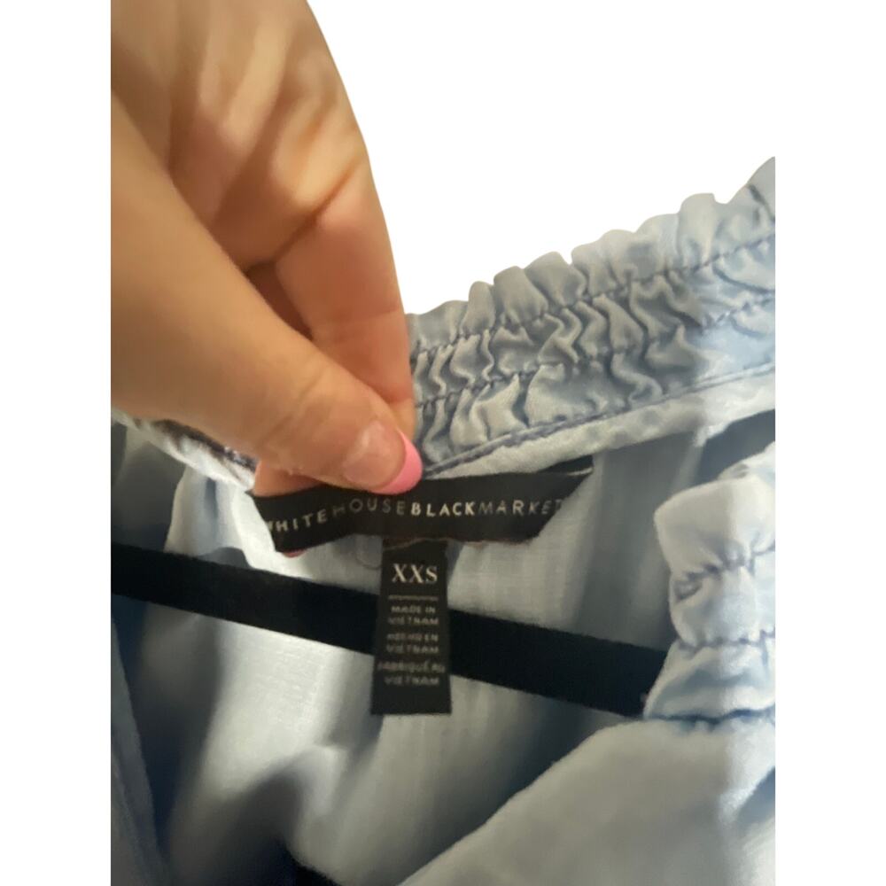 White House Black Market 3/4 Sleeve Silky Soft Denim Tie Front Preppy IndieTop - Picture 4 of 6